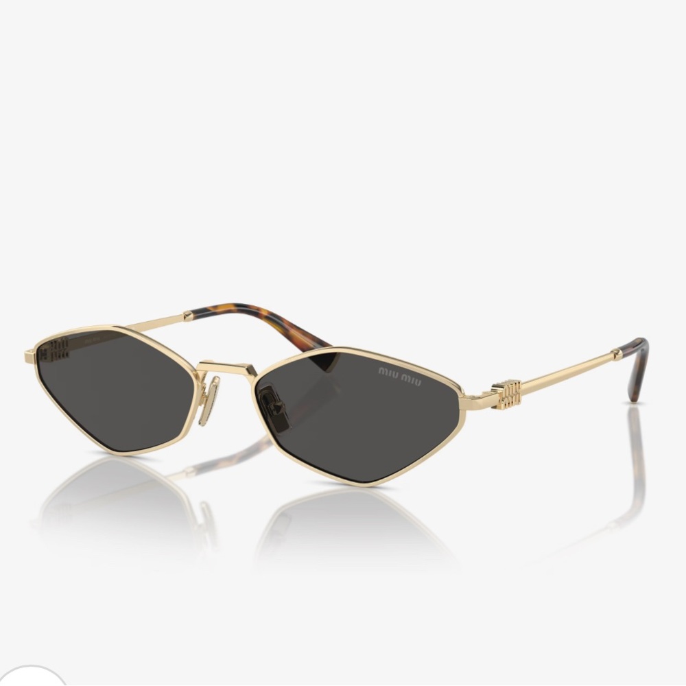 MIU MIU MU 56ZS Gold Grey Lens Sunglasses
